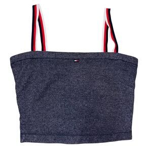 Vintage Y2K Tommy Hilfiger women’s elastic strap cropped snap back tank top (M)